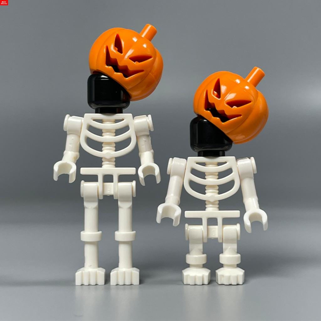 Non-Toxic Moc Bricks Diy Black White Pumpkin Skeleton Skull Assembly Action Figure Educational Building Blocks Kids Toys Gifts