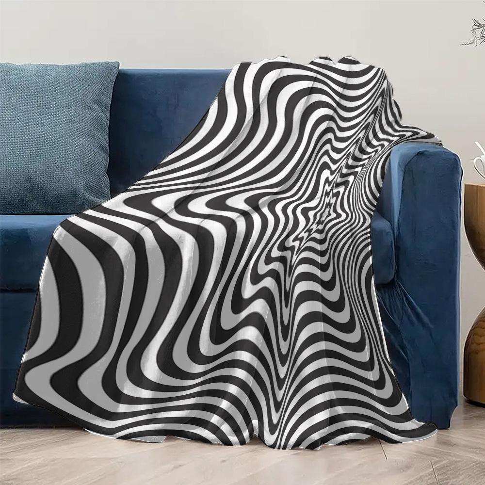 Psychedelic Optical Illusion Striped Blanket Abstract Wave Pattern Bedding Cool Teen Girl Gift Home Decor Fashion Throw Blanket