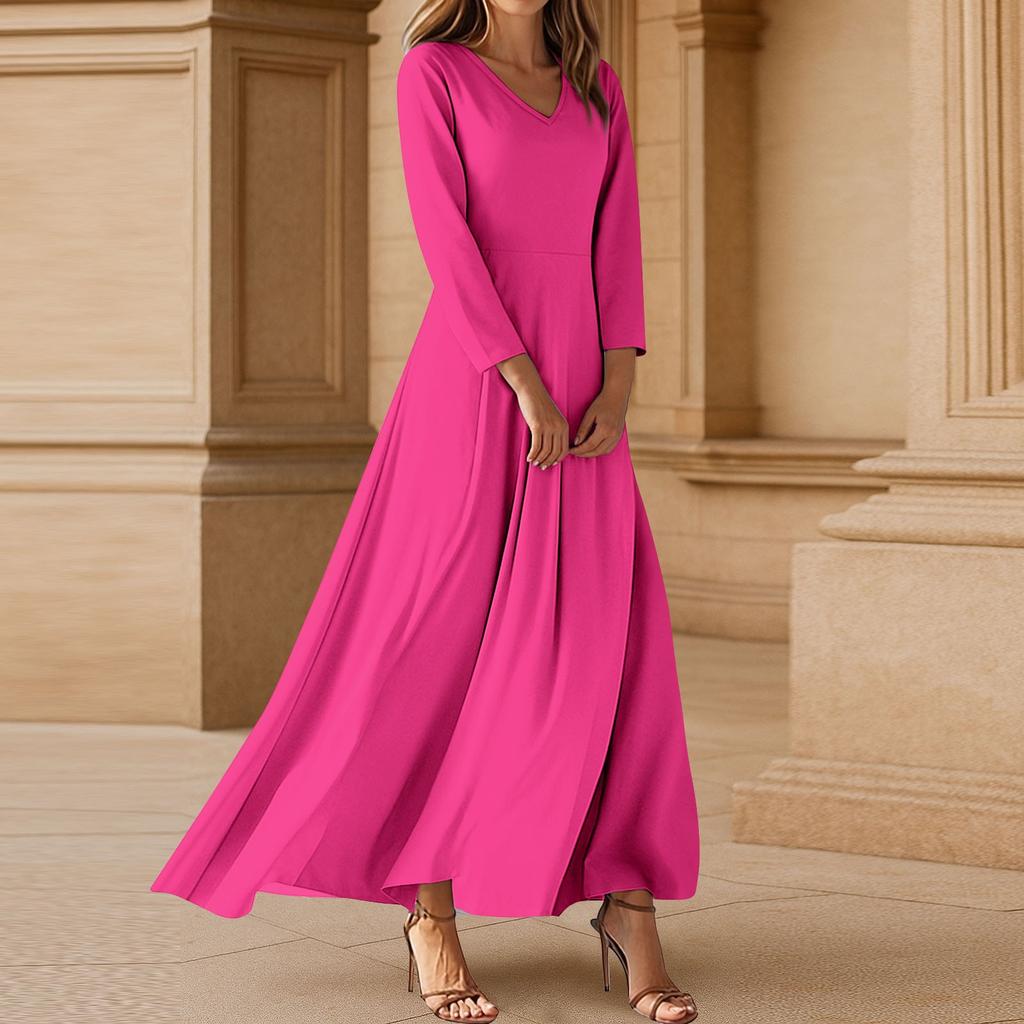 Dresses For Womens Vintage Tunic Waisted Midi Dress Summer Casual  3/4 Sleeve Dress