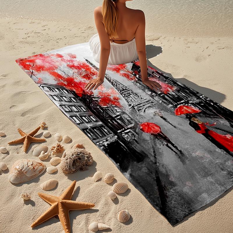 Pariser Eiffelturm Romantik Strandtuch, Superweiche Mikrofaser, Geschenk für Sie/Ihn, Geburtstag, für Pool, Strand, Reisen, Heimdeko Fan-Geschenke