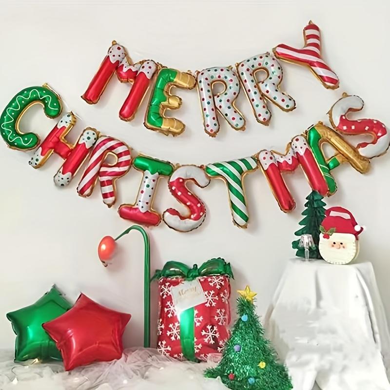 14pcs/set Merry Christmas Balloon Banner Set Aluminum Foil Balloon Christmas Party Decorations Festive Indoor Outdoor Decoration