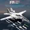1443PCS Military Tomcat F14 Fighter Aircraft Building Blocks MOC Carrier-Base Fighter Model Bricks Set Holiday Gifts Kids Toys