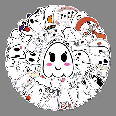 50 Kreskówkowy Duch Doodle Osobowość Kreskówka Halloween Dziecięce DIY Naklejki Dekoracyjne na Deskorolkę, Kubek na Wodę