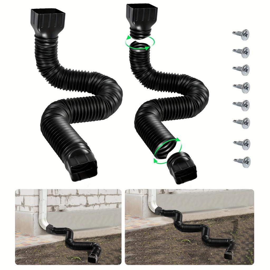 1pc Upgrade Downspout Extender,ABS+PE Folding Telescopic Rainwater Drainage Pipe Connector,Flexible Rain Drain