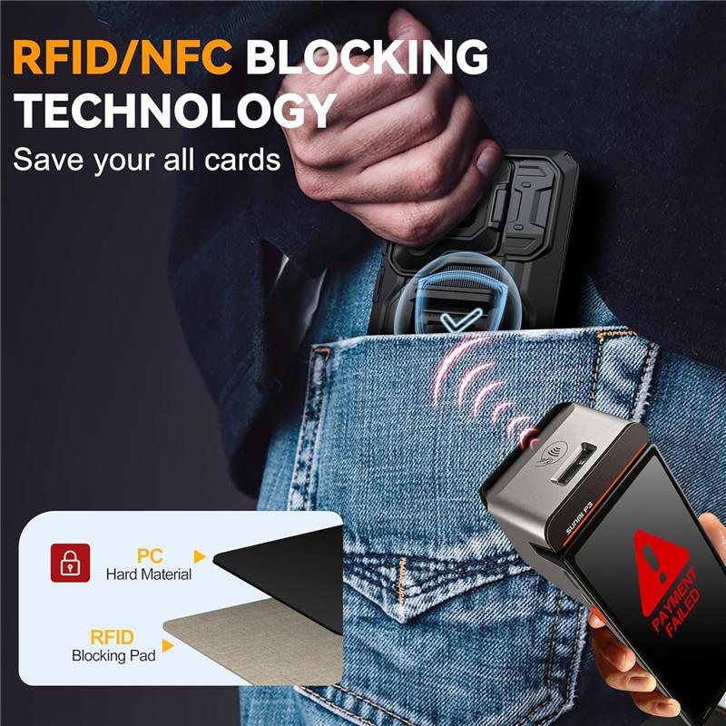 Armor Shockproof Bracket Cover for Iphone 17 Pro Max Iphone17 Air 5G Wallet Card Slots Credit Card Stand Holder Case