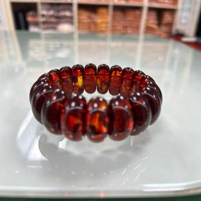Kan Kehribarı El Yapımı Oval Bal Kehribarı Tesbih Bileklik - Unisex İkinci Nesil Kan Lingzhi Tasarımı