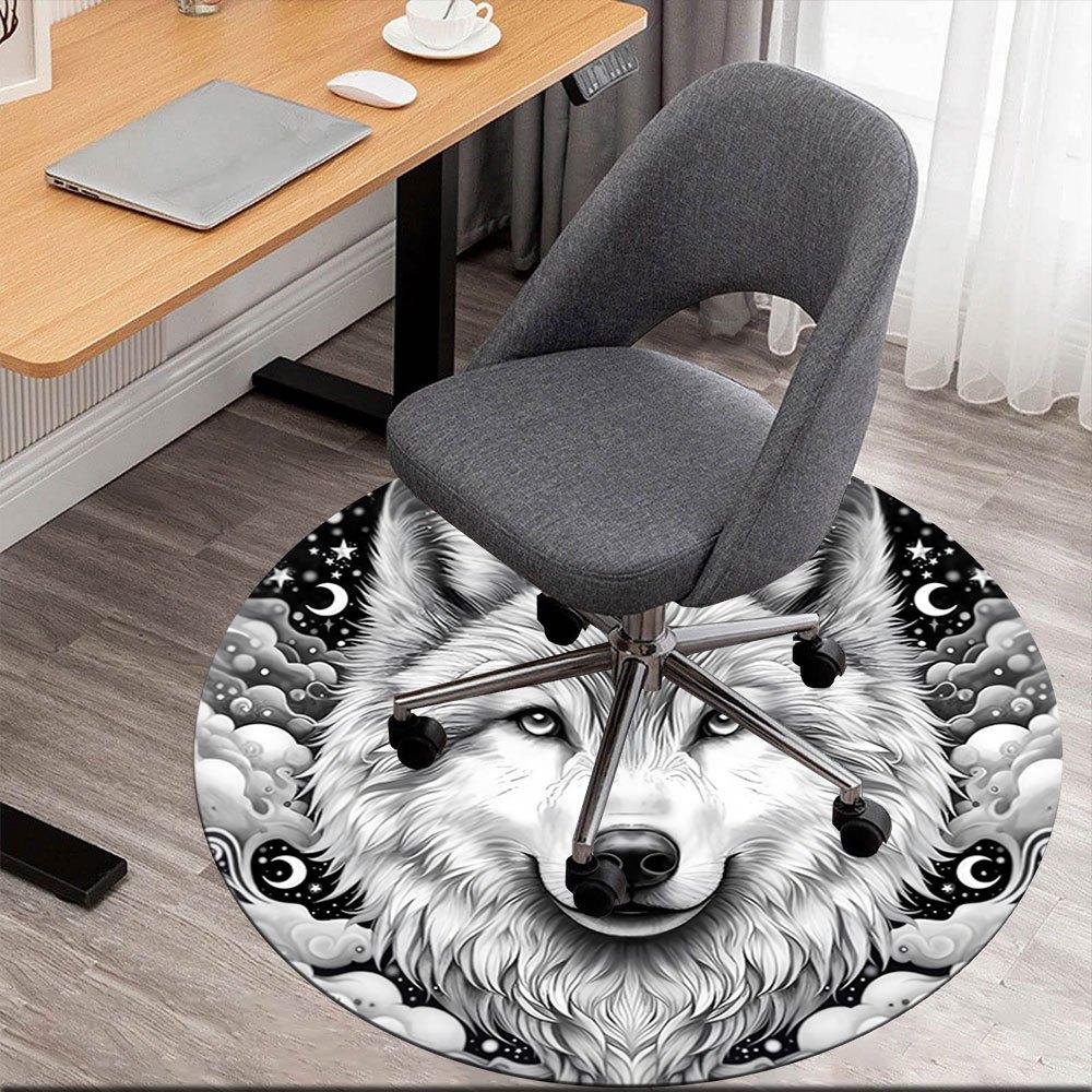 

Night Sky Wolf Moon Sticker DecalRound Non-Slip chair mat chair carpet for office Rugs for Office Decor Gift For Valentine s Day Mother s Day Hallowee 80cm by 80cm