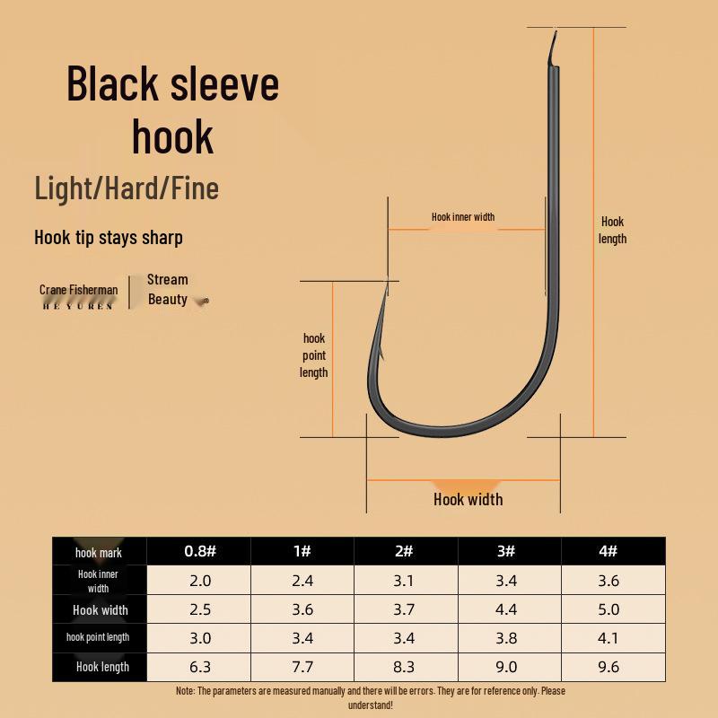 Akita Fox Barbed Black Sleeve Hook for Crucian Carp & Small Fish