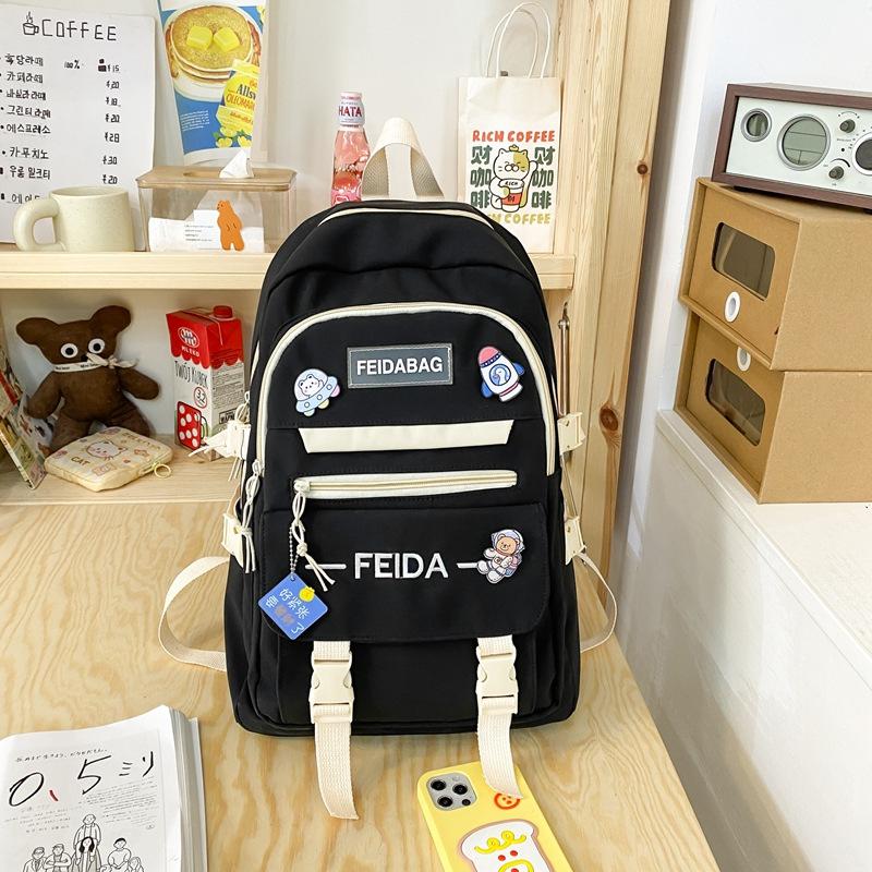 Schoolbag new schoolbag female junior high school Korean version large capacity double backpack primary school students third to sixth grade cute