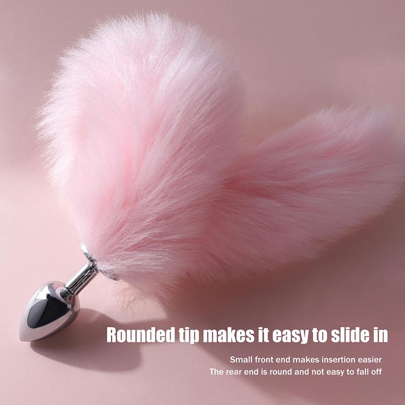Metal Pointed Tip Plush Rabbit Tail Anal Plug Prostate Massager Butt Plug Fox Tail Cosplay Erotic Sex Toys For Adults Sex Game