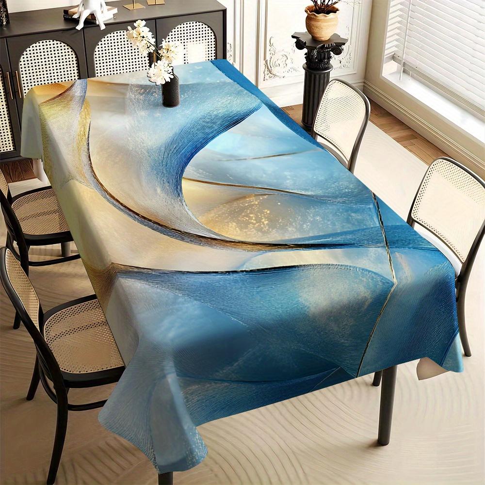 1pc Tablecover, Blue and Golden: Colorful Dreamy Dance Tablecloth, Washable, High-Quality Tablecloth, Crafted for Camping, Picnics, Holiday Dining, an