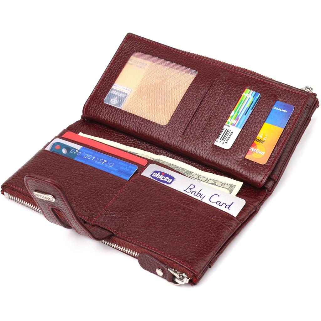 Beautiful Female Cats Made of Genuine Grained Leather CANPELLINI Wallet 21636 Burgundy