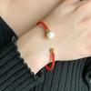 Red Pearl DIY Open Bangle - Unisex Hand Rope Bracelet with Elegant and Simple Design