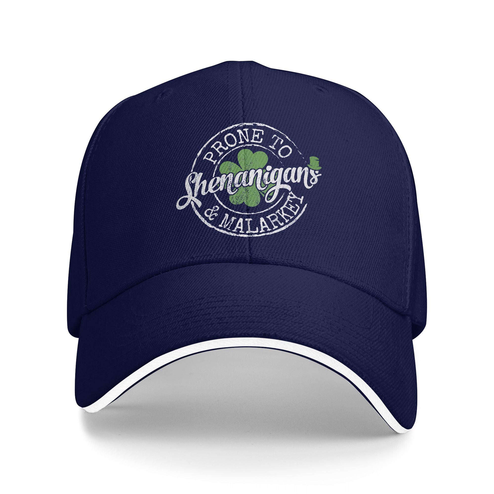 

Prone To Shenanigans &Amp; Malarkey Fun Clovers St Patrick S Day Baseball Cap Tennis Skate Hip Hop Hats Summer Baseball Caps One Size темно-синього кольору