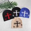 Knitted Hat For Men Women With Cross Pattern And Acrylic Material For Streetwear Style