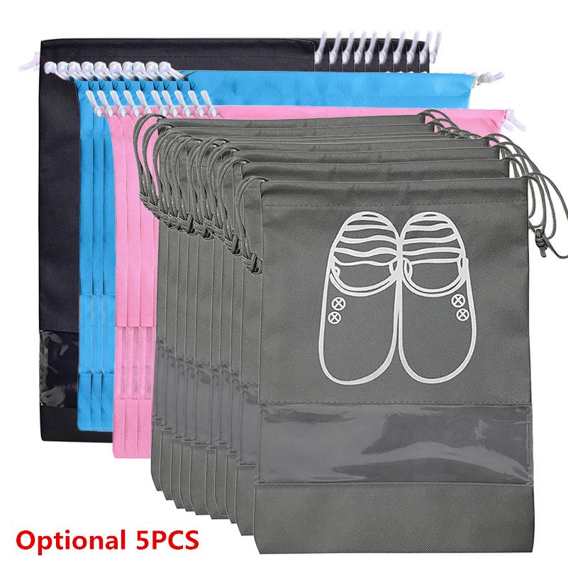 1/3/5PCS Waterproof Shoe Cover Thickened Non-Woven Dustproof Drawstring Storage Bag Clothing Travel Pouch Handbag Storage Bags
