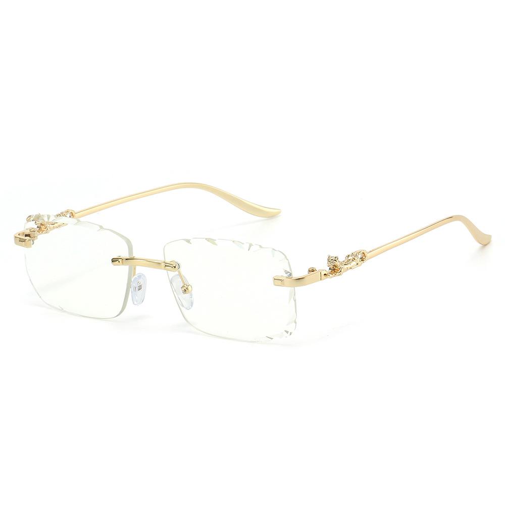 

Brand Designer Cheetah Rimless Sunglasses Women Irregular Side Luxury Sun Glasses Men Travel Eyewear Shades прозрачный