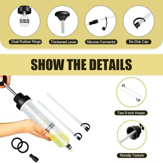 Car Power Steering Fluid Extractor, 200 CC Car Fluid Extractor Pump, Brake Fluid Change Pump Hose Accessories, Universal for Most Cars (Transparent)