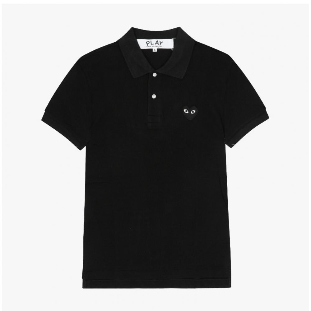 Comme Des Garons Play Schwarzes Herz Wappen Polo T-Shirt Ax T066 051