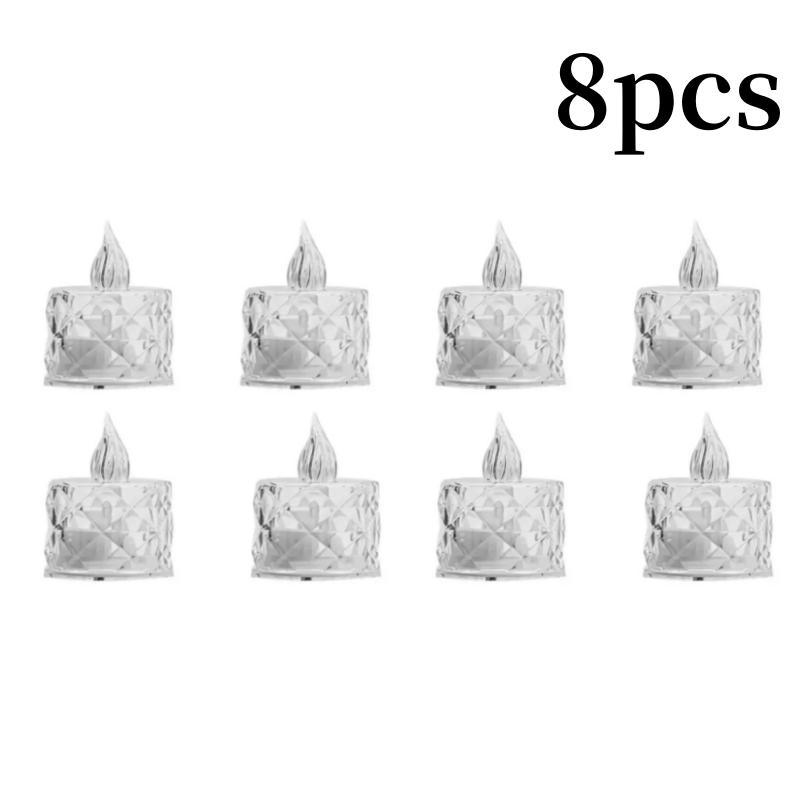 4/8/16 Pz Candele a LED Senza Fiamma Candela di Cristallo Trasparente Lampada da Notte Elettronica per Decorazioni Matrimonio San Valentino Festa