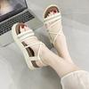 2025 Spring and Summer New Sandals Women's Platform Stepping On Shit Feeling Cross with Open-toed Beach Sandals with Skirts Roman Sandals