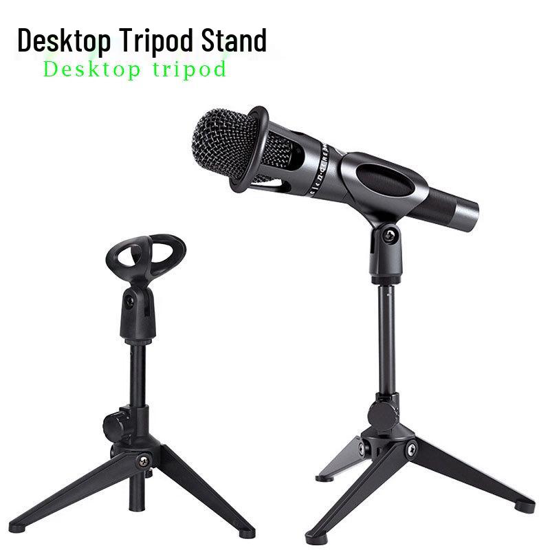 Foldable Desktop Microphone Tripod Stand for Live Streaming and Douyin Streamers Black Tripod Stand