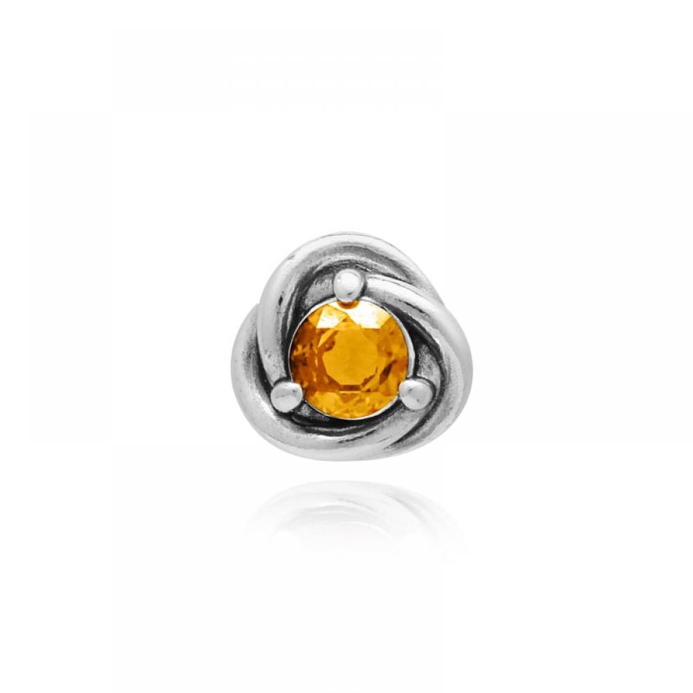 Pandora 292334c04 Moment November Birthstone Honey Eternity Circle Stud Silver Earrings