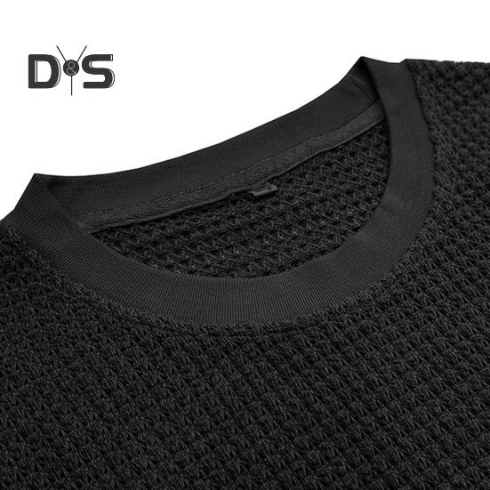 Summer Men Tops Knitted Round Neck Short Sleeves Solid Color Ribbed Elastic T-shirt Slim Fit Pullover Casual Daily Clothes
