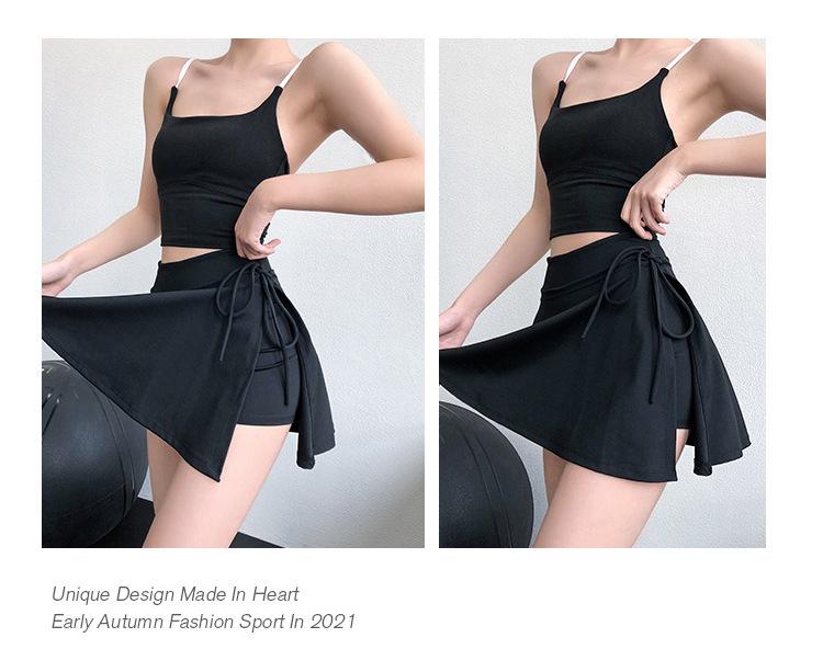 Women's Anti-Exposure Yoga & Tennis Skort: Fake Two-Piece with Side Slit Gym Shorts