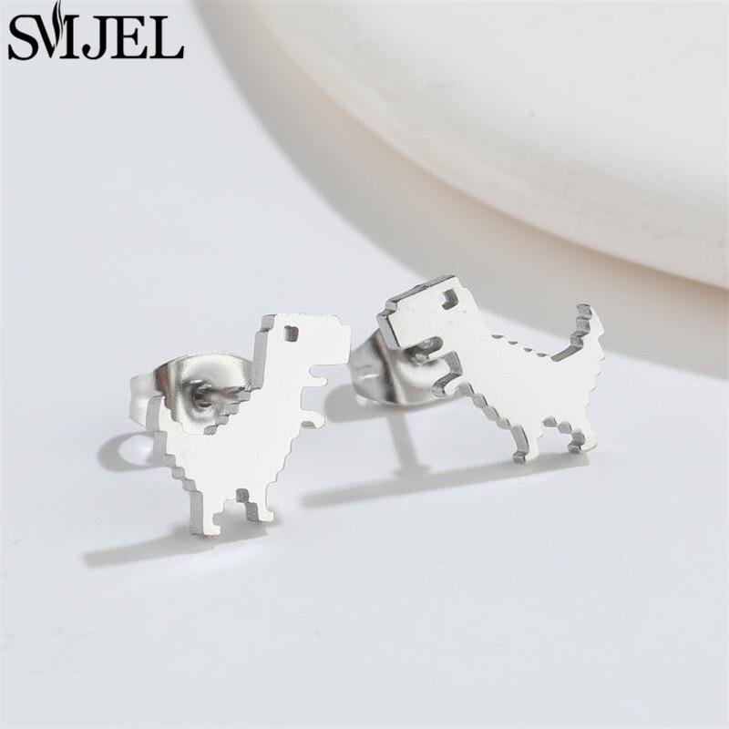 Cartoon Animal Design Dinosaur Stud Earrings for Girls Daily Jewelry Funny Tyrannosaurus Earings Mini Ear Jewelry Party Gifts