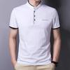 Men's Casual and Fashionable Solid Color Short Sleeved Stand Up Collar T-shirt Summer Versatile and Comfortable Top