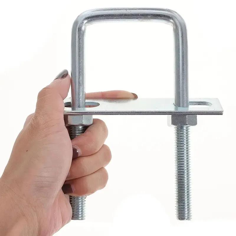 2 Seturi Clemă Pătrată Durabilă din Fier cu Deflector Șurub U pentru Țeavă Unghi Drept Șurub Pătrat M6