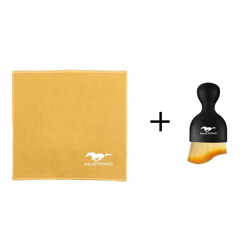 

New 2026 Car Sticker 2025 Hot Car Towel Cleaning Drying Cloth With Duster Clean Brush for Ford Mustang Shelby GT 350 500 Cobra 2