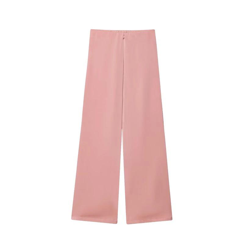 Strapless Straight Collar Silk Satin Texture Plaid Tube Top Tops 4772026 Silk Satin Texture High-Waisted Trousers 5427429