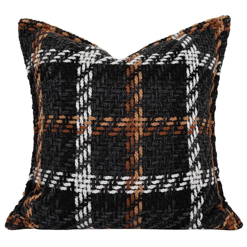 France Fashion Plaid Pillow Covers High Grade Luxury Modern Farmhouse Square Cushion Case for Decor Bench Sofa Couch