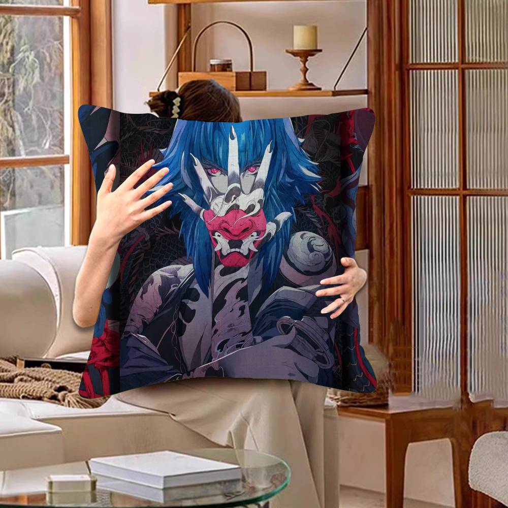 Japanese Samurai Oni Mask Cushion Cover Polyester Sofa Cushions Decorative Throw Pillows Home Decoration Pillowcover
