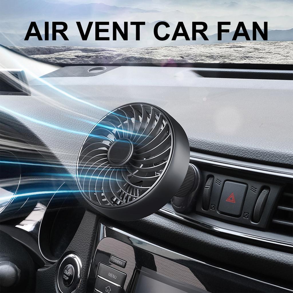 USB Powered Cooling Air Fan Vent Clip Vehicle Fan 3 Speeds Quiet Brushless Motor 360 Rotatable for Vehicle SUV Truck Van RV