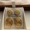 Gold Relief Pattern Texture Earrings, Earrings, Light Luxury Retro Court Exquisite Gorgeous High-End Personalized Unique Earrings