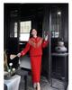 Winter 2026 Red High-End Double-Sided Wool Coat and Skirt Suit for Women, Chinese Style - NY033.