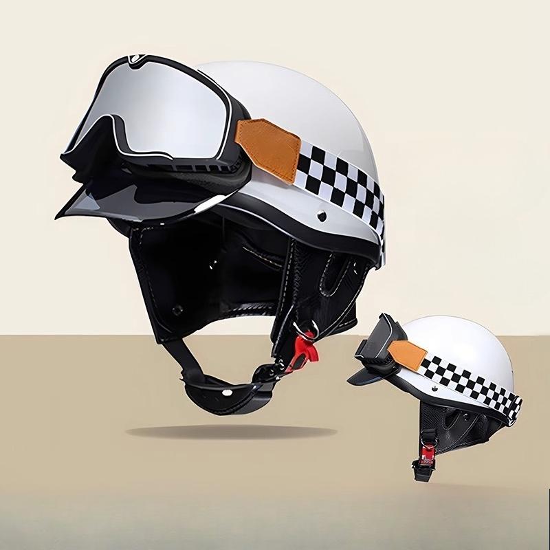 

New National Standard Class A Helmet Retro German Scoop Helmet Motorcycle Safety Hat Female Electric Vehicle Beauty Helmet Universal In All Seasons S