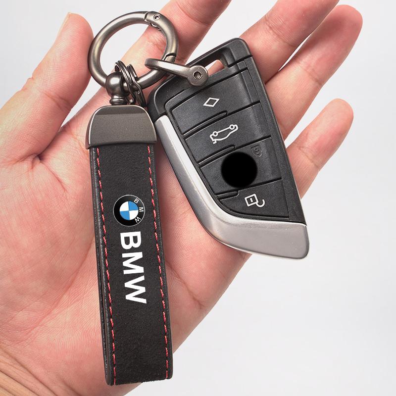 With Car Logo Key Accessories Man Suede Keychain Keyring For BMW iX1 i7 F07 F48 F39 F34 F40 F45 F46 G30 G20 G32 E70 E71 E66 E65