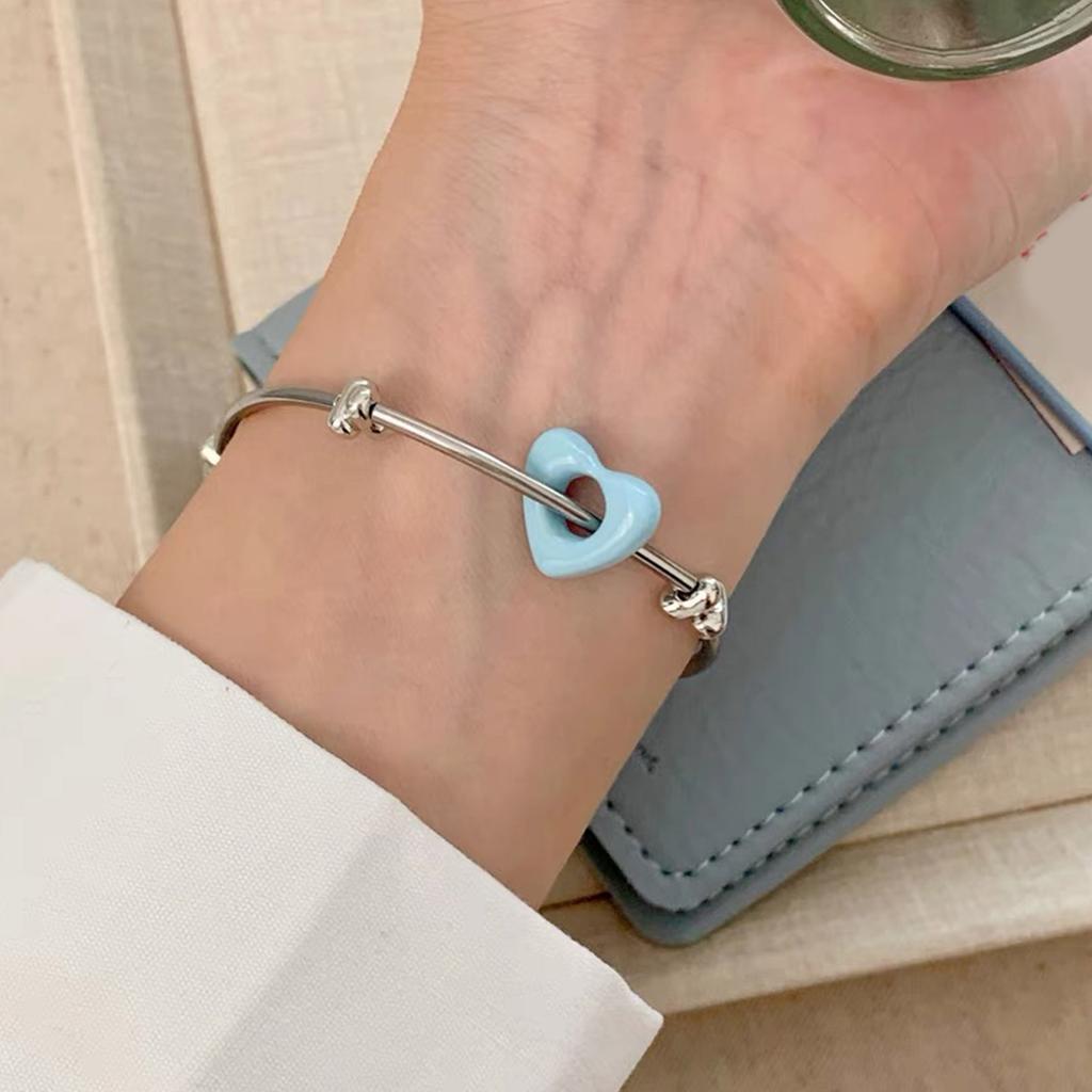 Adjustable Love Beaded Bracelet With Alloy Heart Charm And Eco Friendly Resin Beads For Women Girls Jewelry Gift