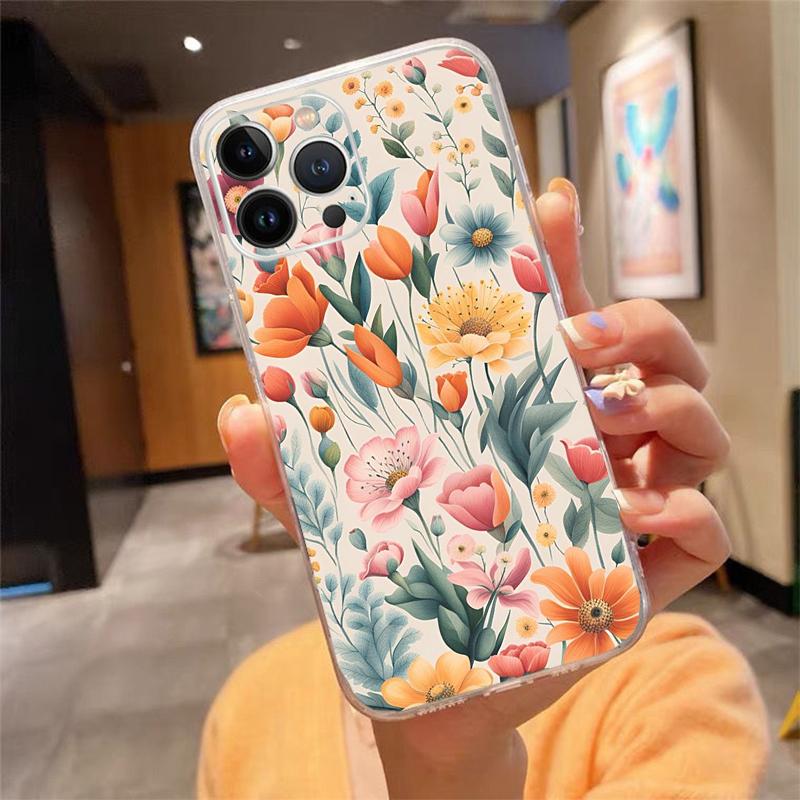 Flower Aesthetic Phone Case For Iphone 15 14 Pro Max 13 12 11 Pro Max XSMax XR 12 13 Mini 14 Plus