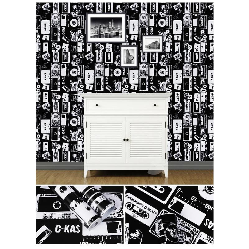 HaoHome Waterproof Peel and Stick Wallpaper White Black Contact Paper Self Adhesive Decor Fashion Dormitory Cabinet Decor