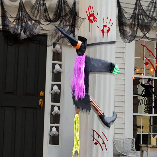 Stor Kræsjende Heks Inn i Tre Halloween Dekorasjon Ute Flygende Heks Treffer Tre Rekvisitt for Utendørs Gård Hage Plen Veranda Dekor