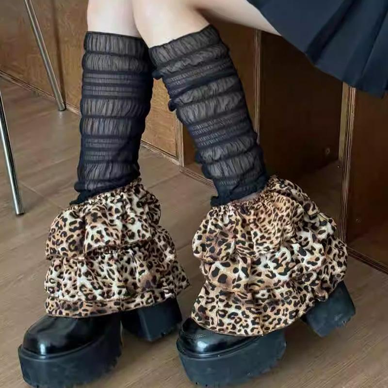 New Winter Warm Leopard Print Leg Warmer for Women Vintage Y2K Subculture Personality Long Sock Fashion Spicy Girl Boot Covers