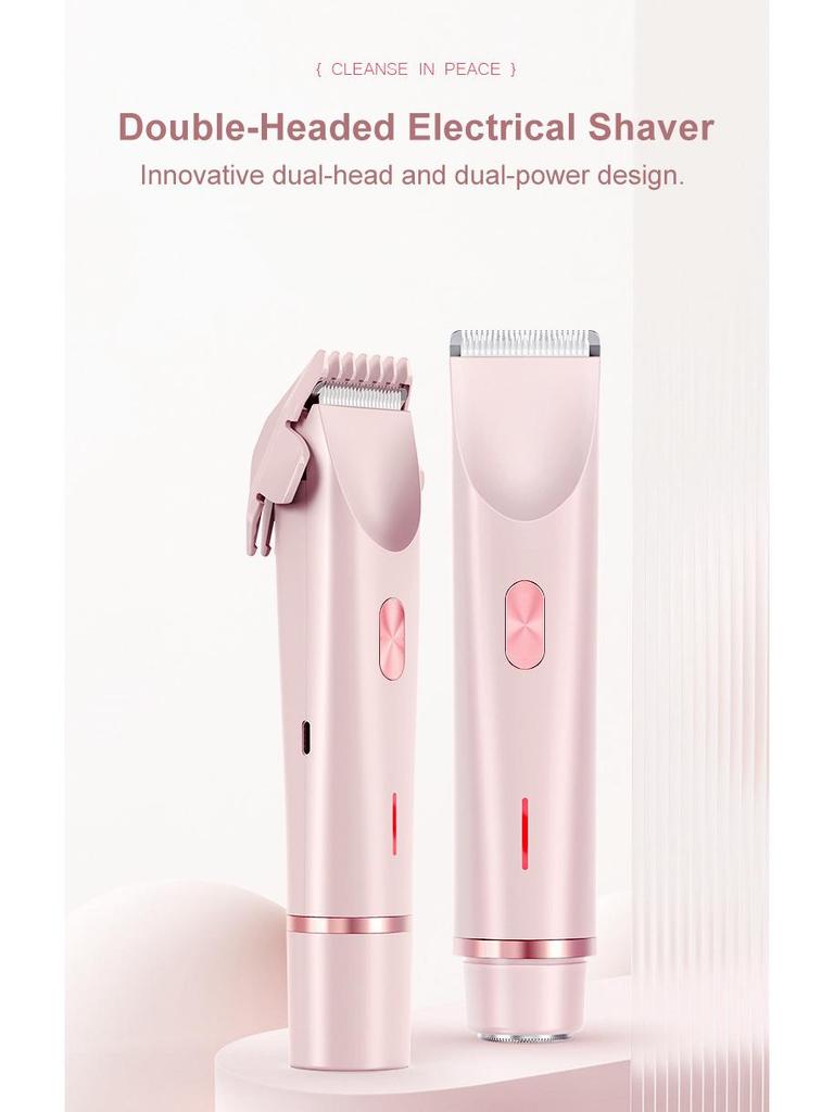 Double-Head Electric Epilator - Women's Intimate Shaver for Pubic Hair Removal