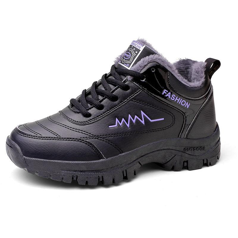 New cotton shoes in autumn and winter, waterproof casual shoes with leather surface, velvet sports shoes to keep warm