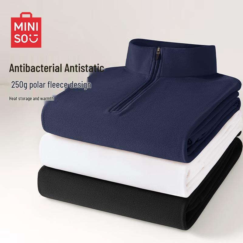 MINISO Men s Fleece Lined Mock Neck Thermal T-Shirt M