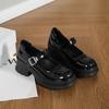 thick-soled thick-heeled Mary Jane shoes for women's spring and summer, light-mouth high-heeled single shoes, one-word buckle belt, sweet and cool bla